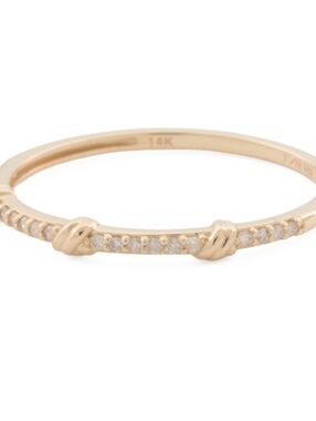 14k Gold And Diamond Petite Knot Ring Size 7